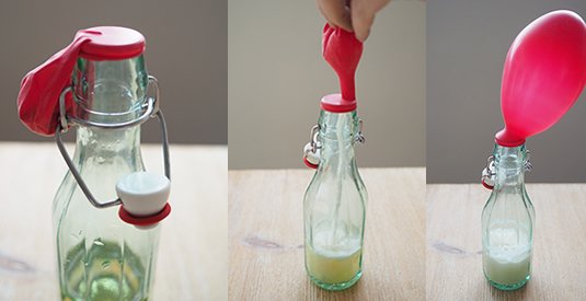 Inflado de globo sin aire en una botella